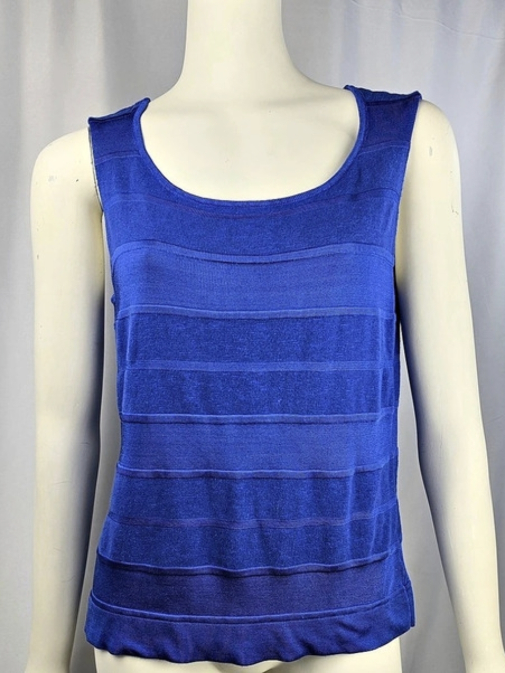 Jones New York Collection Blue Textured Knit Tank Top Medium Sleeveless